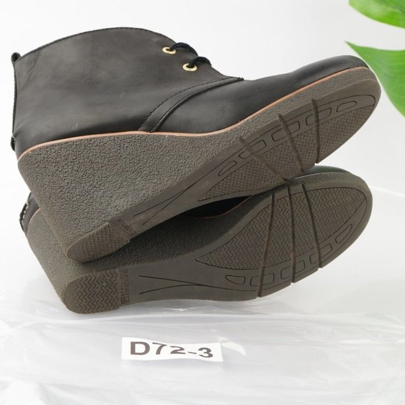 Sperry Women's Harlow Boot Size 10 Wedge Heel Lace Up Black Leather Boho Bootie - Picture 10 of 12